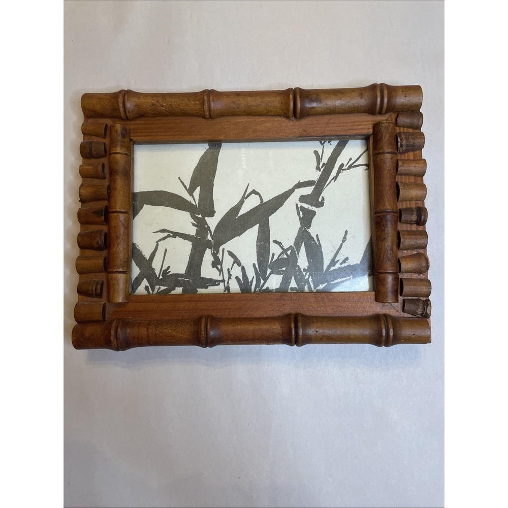 Nice Wooden Bamboo Covered Picture Frame 6 x 4 | Self Standing | Asian Style